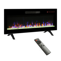 Symple Stuff 42 Inch Recessed Ultra Thin Tempered Glass Front Wall Mounted Electric Fireplace with Remote Control New In Box $399