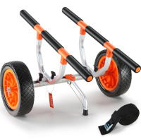 VEVOR Heavy Duty Kayak Cart, 204.1 kg Load Capacity, Detachable Canoe Trolley Cart with 30.5 cm Solid Tires, Adjustable Width & Nonslip Support Foot, for Kayaks Canoes Paddleboards Float Mats Jon Boats New in Box $199