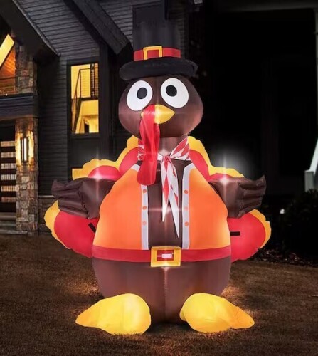 VIVOHOME 5 ft. H Thanksgiving Inflatable LED Lighted Turkey with Hat New In Box $199