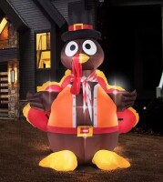 VIVOHOME 5 ft. H Thanksgiving Inflatable LED Lighted Turkey with Hat New In Box $199