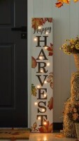 Glitzhome 42 in. H Fall Lighted Maple Leaves Wooden Porch Sign New In Box $99