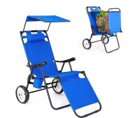 ABORON Beach Chair with Canopy Shade Beach Cart Chair w/ Wheel 2 in 1 Folding Lounge Chair Outdoor Recliner Patio Lounge Chair New In Box $199