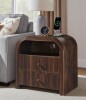 Bay Isle Home&trade; 24" Fluted Nightstand With Charging Station And 2 Storage Drawers, Modern End Table With Open Shelves New In Box $299