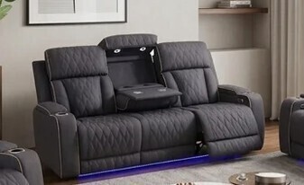 Latitude Run Kruze Top Grade Breathing Leather Power Recliner Sofa New Floor Model $1999