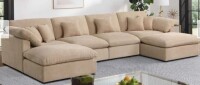 Cloudluxe 3 - Piece Chenille Sofa Light Camel (Includes) Armless Chair and 2 Ottomans $899