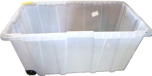 HDX 77 Gal. Tough Storage Tote with Wheels in Clear New