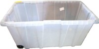 HDX 77 Gal. Tough Storage Tote with Wheels in Clear New