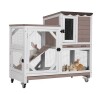 Aivituvin 2-Story Wooden Rabbit Hutch AIR7013, Rabbit House on Wheels - Mocca New in Box $399
