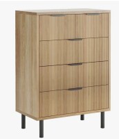 LatitudeRun Modern Fluted 5 Drawer Dresser with Metal Legs, Tall Bedroom Chest, Wood Storage Cabinet New in Box $499