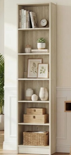 Latitude Run 79.7"H 6 Shelf Bookcase With 2 Adjustable Shelves in White Oak New In Box $399
