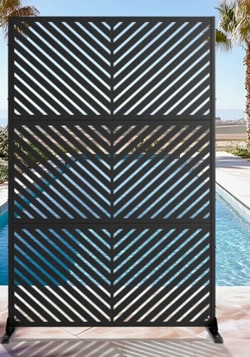 Mayeerty 6 ft. H x 4 ft. W Metal Privacy Screen in Black New in Box $299