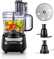 FOHERE Food Processor, 12 Cup, 2-in-1 Feed Chute Food Chopper & Meat Grinder, 500 Watt Motor, BPA Free, Stainless Steel, Procesador de Alimentos for Mincing, Dicing, Shredding, Puree & Kneading Dough On Working $199