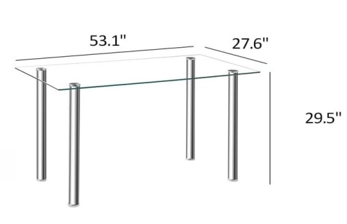 Bonnlo Kitchen Dining Table Metal Frame Glass Top New In Box $499