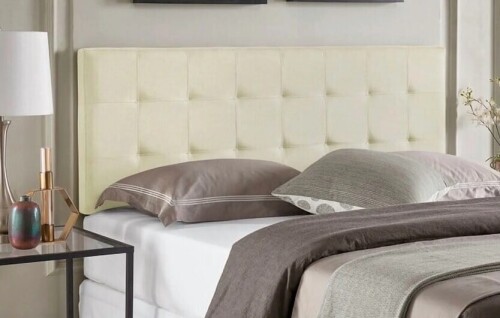 Jessenia Tufted Upholstered Headboard, Height Adjustable Full/Queen Size Headboard, Bed Backboard Padded Premium Fabric Headboard- Cream New In Box $399