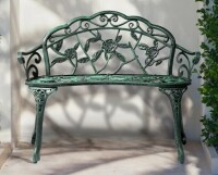 Lark Manor&trade; Elegant Aeruginous Cast Aluminum Patio Bench New In Box $299