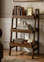 August Grove&reg; Solid Wood 3-Tier Ladder Shelf, Freestanding Open Storage Bookshelf for Living Room Bedroom Study Home Office, Space Saving, Walnut New In Box $299
