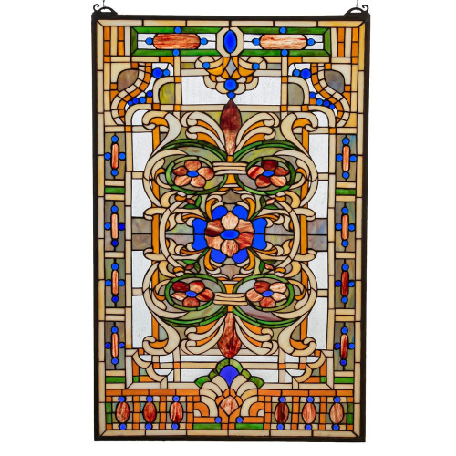 Astoria Grand 22"W X 35"H Estate Floral Stained Glass Window, New Floor Model $2,599
