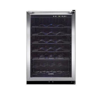 Frigidaire 22" Freestanding Wine Cooler with 42-Bottle Capacity, 5 Slide-Out Wire Racks, High Temp. Alert, Exhibit LED Lighting, Pop-Out Key Lock, Tinted Glass Door and LED Digital Display, New Floor Model $499
