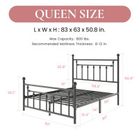 Laurel Foundry Modern Farmhouse Edsall Metal Platform Bed with Slatted Headboard and Footboard, Queen Size, Black, New in Box $899