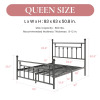 Laurel Foundry Modern Farmhouse Edsall Metal Platform Bed with Slatted Headboard and Footboard, Queen Size, Black, New in Box $899