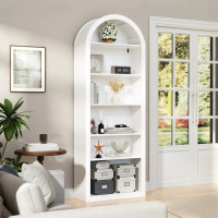Wrought Studio 75.2" Tall Arched Bookshelf, 6-Tier Modern Bookcase, Freestanding Curved Etagere Display Rack, White, New in Box $299
