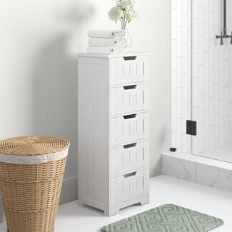 Lark Manor Alicyn Free-Standing Linen Cabinet, White, New in Box $499