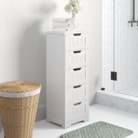 Lark Manor Alicyn Free-Standing Linen Cabinet, White, New in Box $499