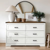Millwood Pines Emryss 6-Drawer Dresser 54"W Double Dresser With Rustic Top Panel, White, New in Box $699