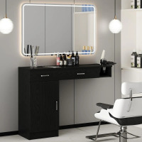 Corrigan Studio Thame Wall-Mounted Barber Station with Barber Cabinet, (Without Mirror), Black, in Box $299