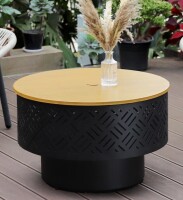17 Stories Darek Outdoor Fire Pit Table with Grill & Lid, 15.5" H x 26" W x 26" D New In Box $299