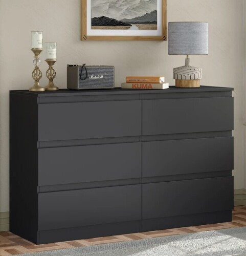 Ebern Designs Teasley 6-Drawer Dresser, 46.45"W Modern Bedroom Dresser, Wood Dresser For Living Room, Bedroom New In Box $299
