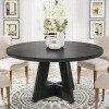 Tribesigns 47 inch Round Dining Table Wood Kitchen Table for Dining Room, 47" Dinner Room Tables for 4-6, Farmhouse Accent Furniture with Wooden Tabletop and Cross Base, Black $299