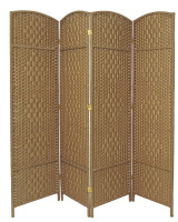 Oriental Furniture 6 ft. Tall Diamond Weave Fiber Room Divider - Natural (4 Panels): Oriental Furniture Privacy Screen, No Assembly $299