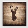 IDEA4WALL "Square Deer With Antler On Wood Board Texture Background Giclee" Canvas, 24" x 24" New In Box $99