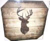 IDEA4WALL "Square Deer With Antler On Wood Board Texture Background Giclee" Canvas, 24" x 24" New In Box $99 - 2
