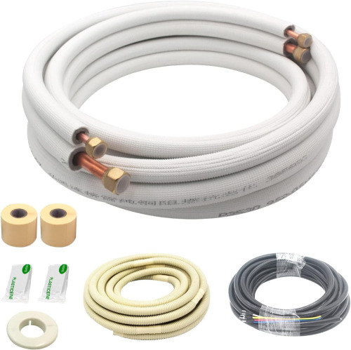 TURBO 1/4 in. and 3/8 in. Mini Split Line Set 16 ft. O. D Copper Pipes Tubing and Trip New In Box $199
