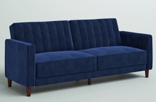Mercury Roa Perdue 81.5" Velvet Square Arm Futon in Velvet Blue New in Box $799