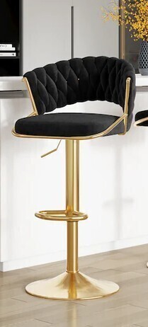 Uixe Modern Velvet Counter Bar Stools with Backs in Black/Gold New in Box $399