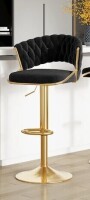 Uixe Modern Velvet Counter Bar Stools with Backs in Black/Gold New in Box $399