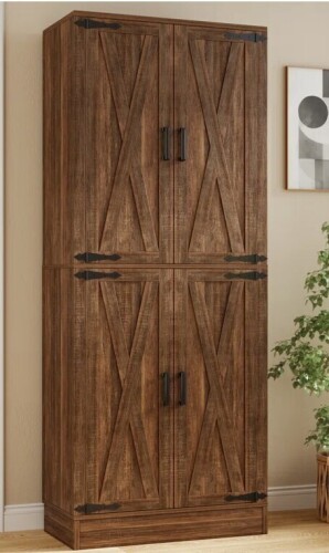 Gracie Oaks 71" Farmhouse Kitchen Pantry Storage Cabinet With 4 Adjustable Shelves And Drawer New in Box $399