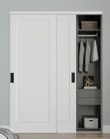 Jubest 60"X80" Flat 1-Panel Smooth White Primed Molded Sliding Closet Doors With Installation Hardware Kit and Matte Black Flush Pull in Box $399