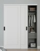 Jubest 60"X80" Flat 1-Panel Smooth White Primed Molded Sliding Closet Doors With Installation Hardware Kit and Matte Black Flush Pull in Box $399