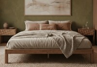 NTC Sapa Solid Wood Platform Bed Frame &ndash; Minimalist, Japanese Joinery, No Box Spring Needed, Silent Slats, Easy Assembly King Size in Teak New in Box $799