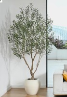 Adcock 8ft Artificial Olive Tree with 18in White Planter, Tall Faux Olive Trees for Indoor New in Box $499