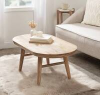 Wade Logan Berenike Oval Living Room Coffee Table with Tapered Legs in Natural New in Box $499