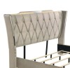 Lorient Kign Size Upholstered LED Wingback Headboard in Ivory / Camel 222661KE New in Box $999