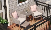 Style Selections Hembstead 5-Piece Wicker Patio Conversation Set with Off-white Cushions New in Box $499