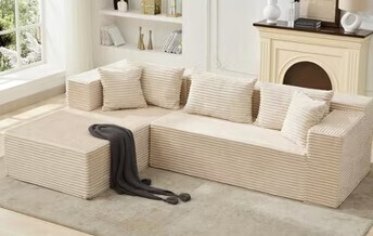 Yinix 106" Cloud Sectional Couch with l-Shape Chaise, Modern Modular Sofa with Deep Seat in beige New $1999