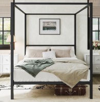 Mercury Row Tabiauea Metal Canopy Platform Bed Frame with Metal Slats, No Box Spring Needed Queen Size New in Box $899