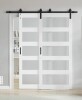Smartstandard Glass Paneled Bypass Barn Door Double Doors 48" x 84" New in Box $799